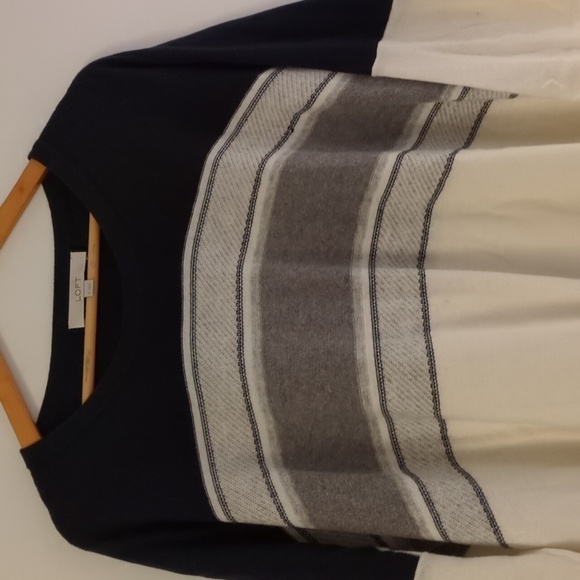 Loft oversized lagenlook Cotton Wool Blend Navy And White sweater tunic - Picture 2 of 9